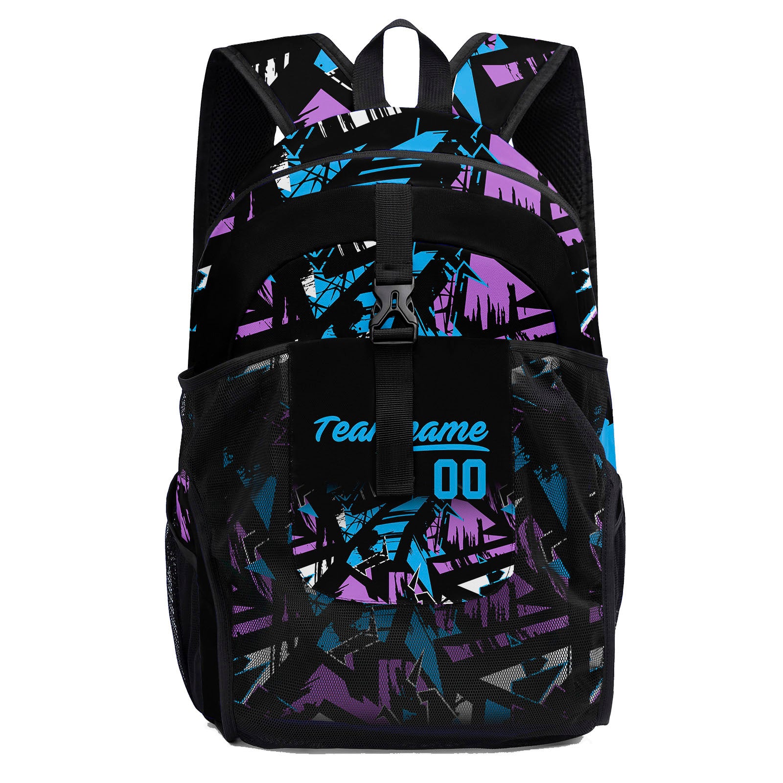 Customize Purple Light Blue Backpacks Featuring Personalized Names, Numbers and Logos