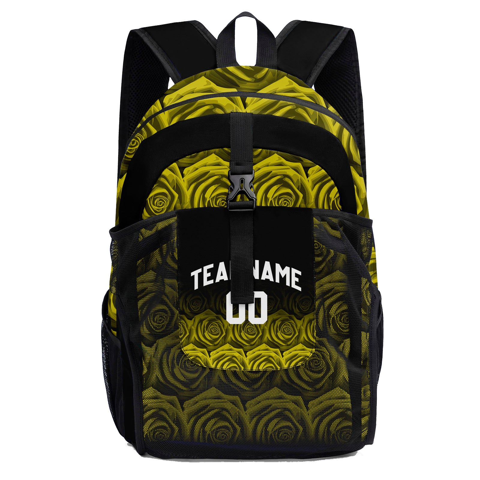 Customize Yellow White Backpacks Featuring Personalized Names, Numbers and Logos