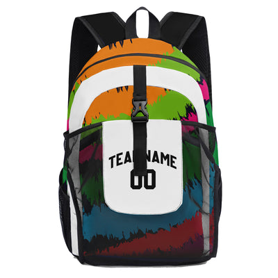 Customize White Orange Green Backpacks Featuring Personalized Names, Numbers and Logos
