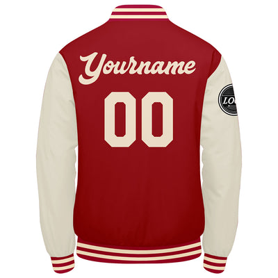 Custom Varsity Jacket Letterman Jacket For Men, Women And Youth Red Cream