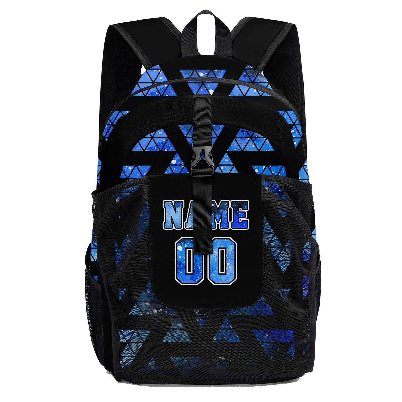 Customize Blue Black Sports Backpacks Featuring Personalized Names, Numbers and Logos