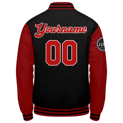 Custom Varsity Jacket Letterman Jacket For Men, Women And Youth Red Black