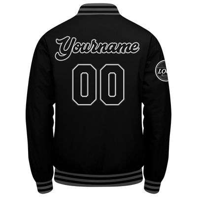 Custom Varsity Jacket Letterman Jacket For Men, Women And Youth Black Grey
