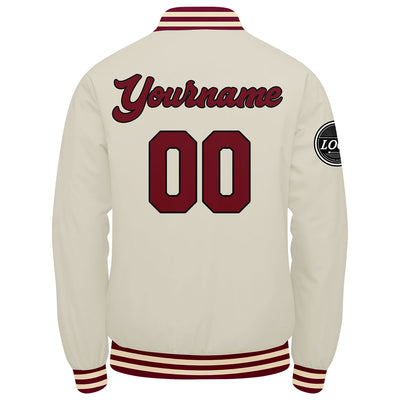 Custom Varsity Jacket Letterman Jacket For Men, Women And Youth Crimson Crimson Cream