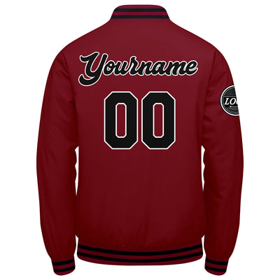 Custom Varsity Jacket Letterman Jacket For Men, Women And Youth Crimson Black