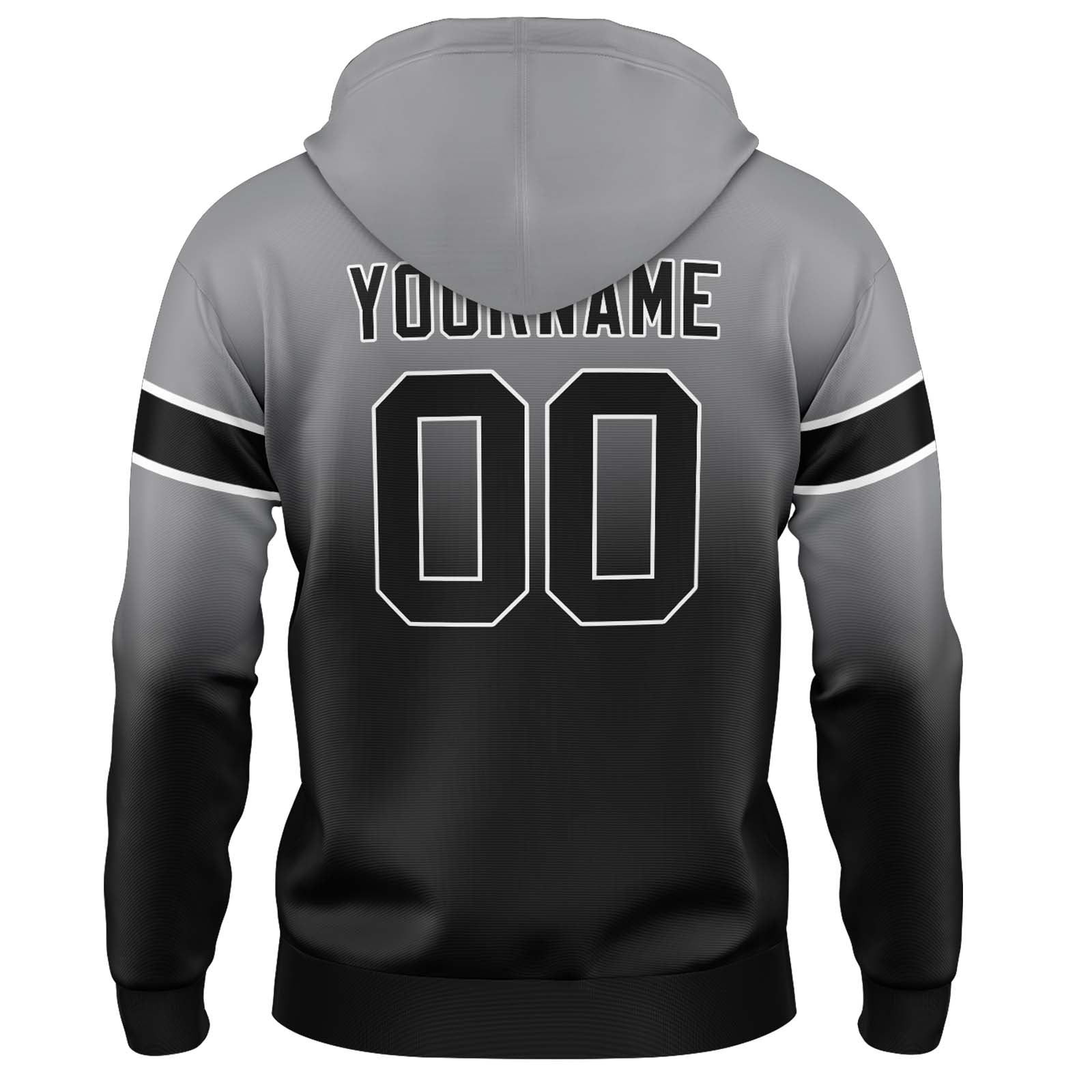 Custom Gradient Hoodie For Man Woman Girl Boy Print Your Logo Name Number Grey Black