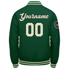 Custom Varsity Jacket Letterman Jacket For Men, Women And Youth Green Cream