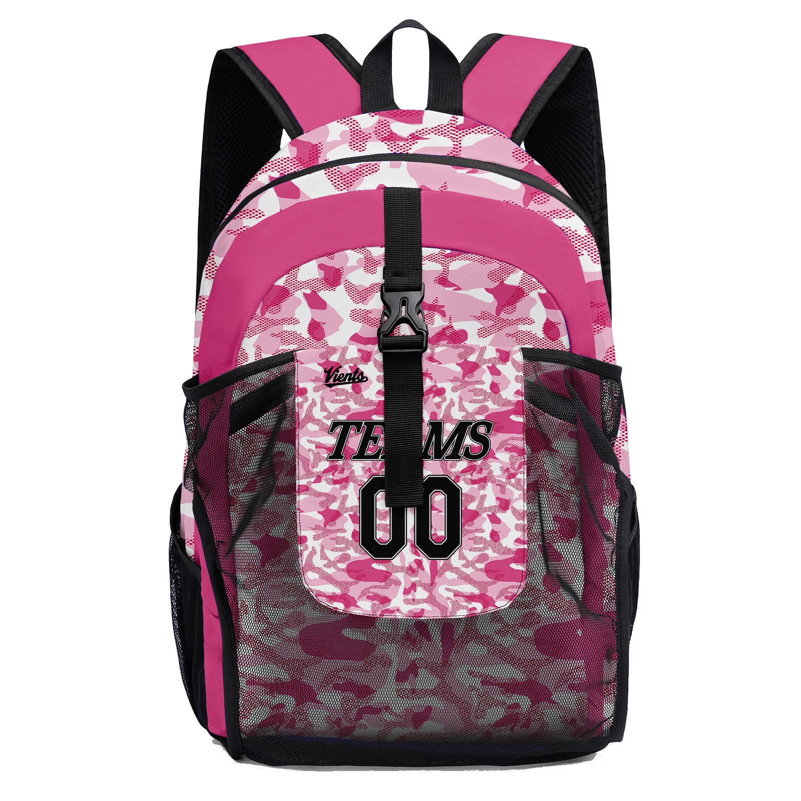 Customize Pink Black Sports Backpacks Featuring Personalized Names, Numbers and Logos