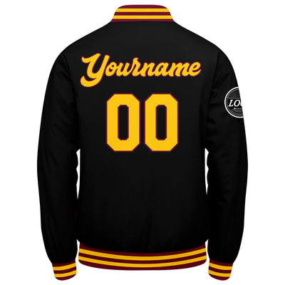Custom Varsity Jacket Letterman Jacket For Men, Women And Youth Crimson Black Yellow