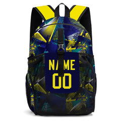 Customize Blue Yellow Sports Backpacks Featuring Personalized Names, Numbers and Logos