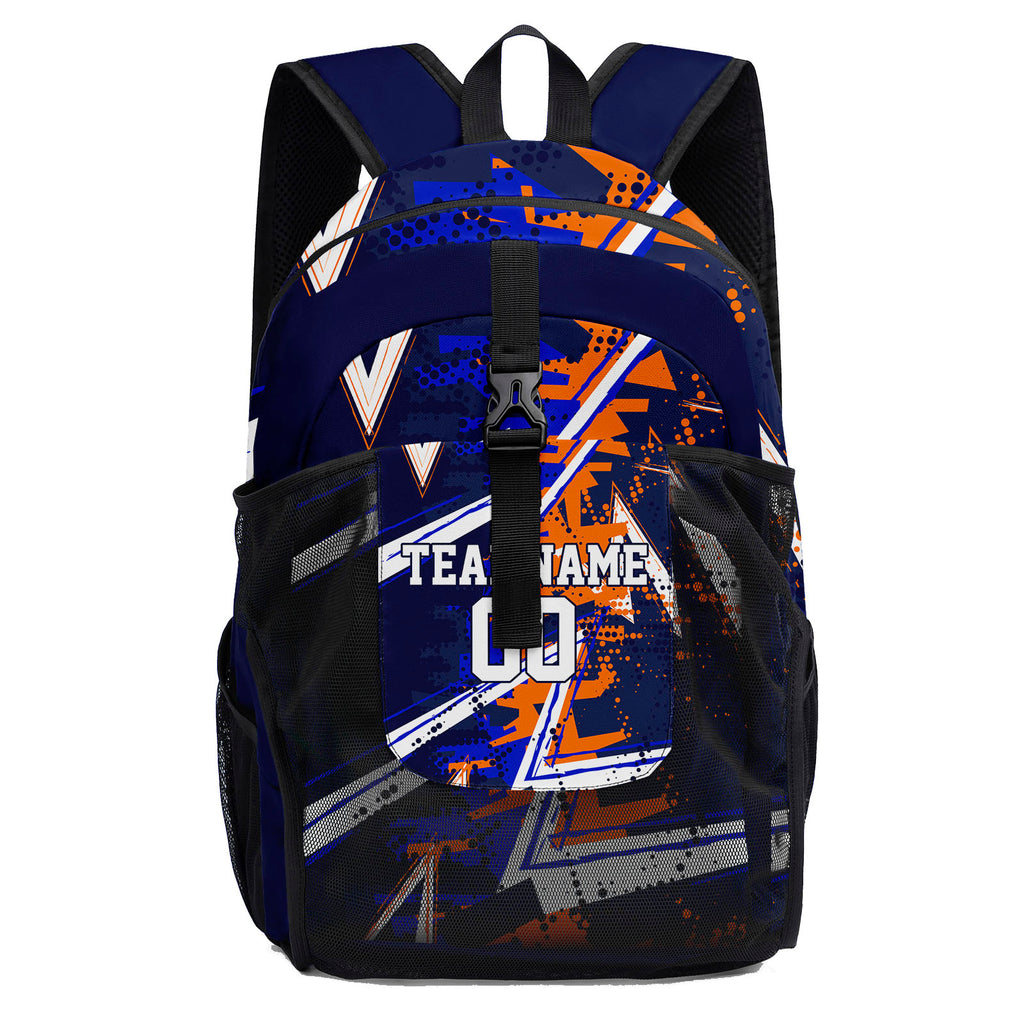 Customize Blue Orange Backpacks Featuring Personalized Names, Numbers and Logos