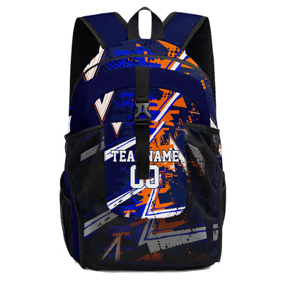 Customize Blue Orange Backpacks Featuring Personalized Names, Numbers and Logos