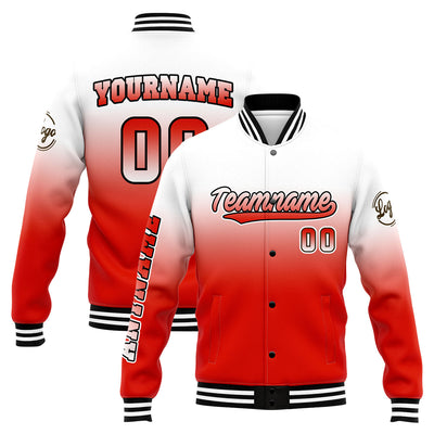 Custom Varsity Jacket Letterman Jacket For Men, Women And Youth White&Red