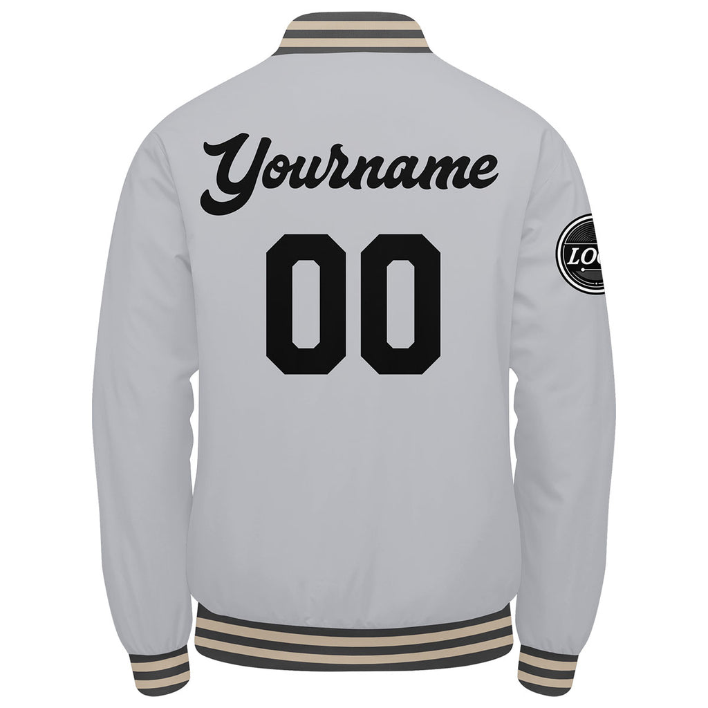 Custom Varsity Jacket Letterman Jacket For Men, Women And Youth Grey Black