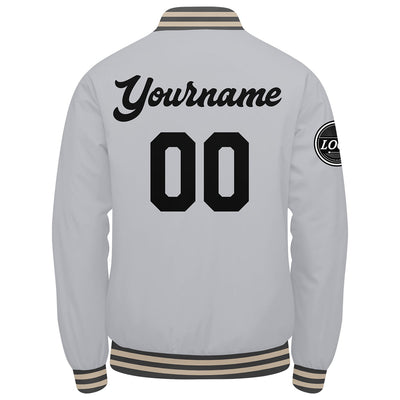 Custom Varsity Jacket Letterman Jacket For Men, Women And Youth Grey Black