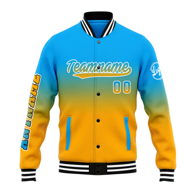 Custom Varsity Jacket Letterman Jacket For Men, Women And Youth Light Blue&Orange