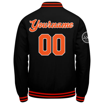 Custom Varsity Jacket Letterman Jacket For Men, Women And Youth Black Orange