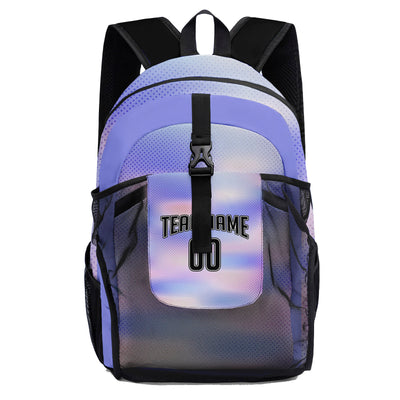Customize Purple Black Sports Backpacks Featuring Personalized Names, Numbers and Logos