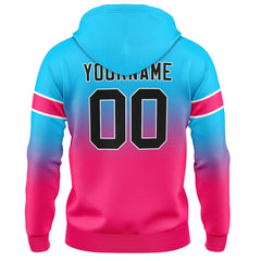 Custom Gradient Hoodie For Man Woman Girl Boy Print Your Logo Name Number Light Blue Pink