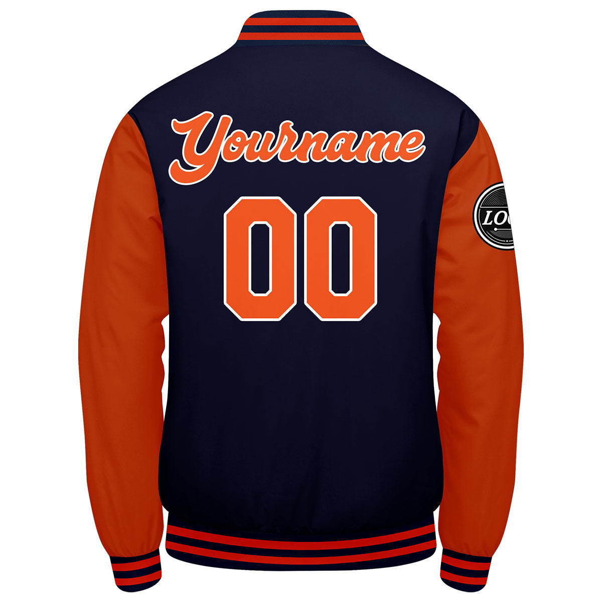 Custom Varsity Jacket Letterman Jacket For Men, Women And Youth Navy Orange