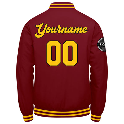 Custom Varsity Jacket Letterman Jacket For Men, Women And Youth Crimson Yellow