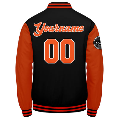 Custom Varsity Jacket Letterman Jacket For Men, Women And Youth Black Orange