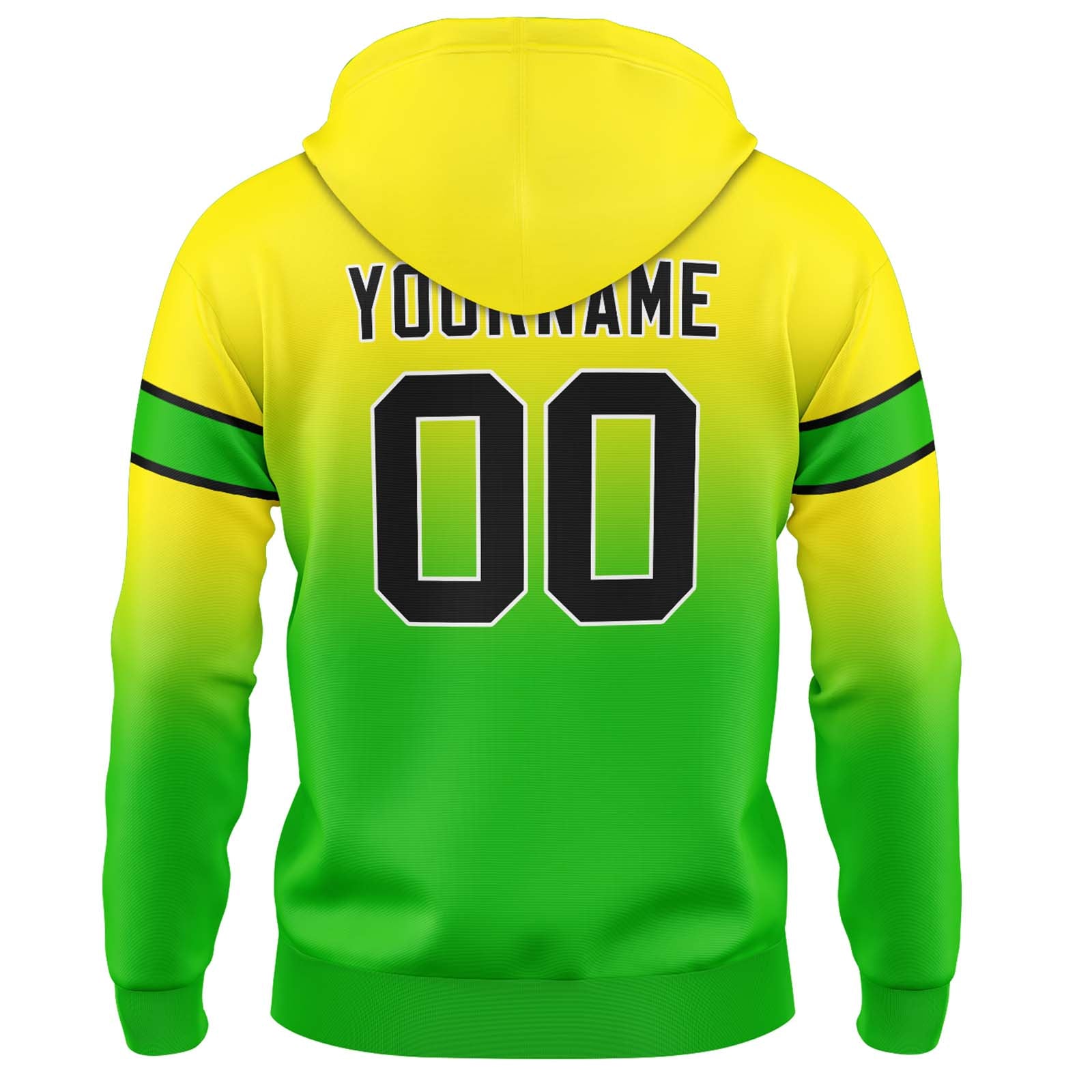 Custom Gradient Hoodie For Man Woman Girl Boy Print Your Logo Name Number Yellow Green