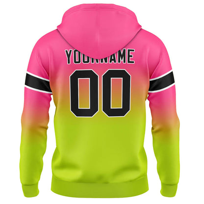 Custom Gradient Hoodie For Man Woman Girl Boy Print Your Logo Name Number Pink Chartreuse