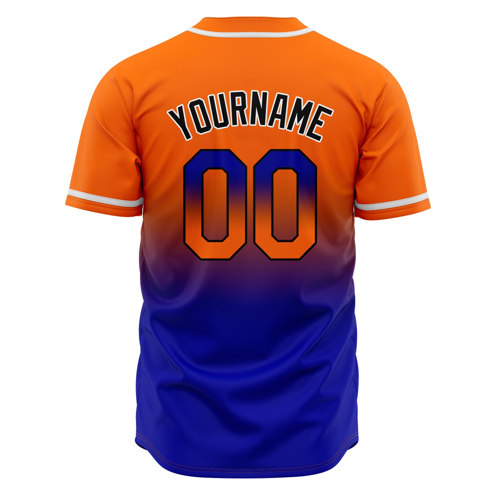 Custom Gradient Print Hip Hop Button Down Baseball Jersey Orange&Royal