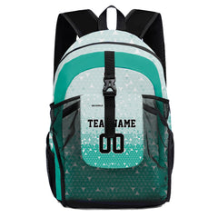 Customize Light Green Black Sports Backpacks Featuring Personalized Names, Numbers and Logos