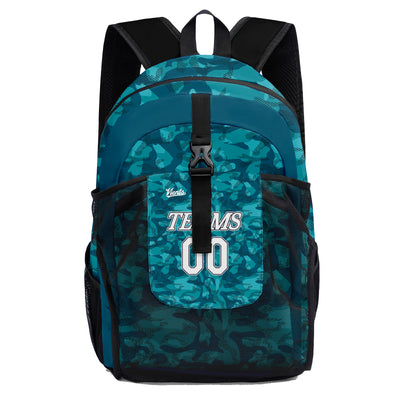 Customize Teal Black Sports Backpacks Featuring Personalized Names, Numbers and Logos