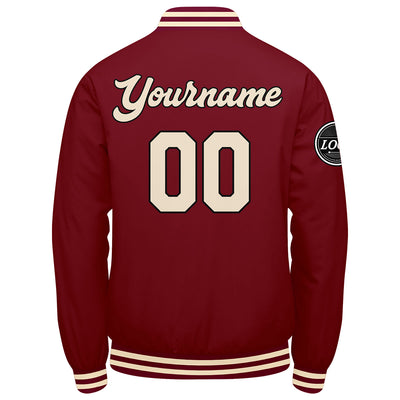 Custom Varsity Jacket Letterman Jacket For Men, Women And Youth Crimson Crimson Cream
