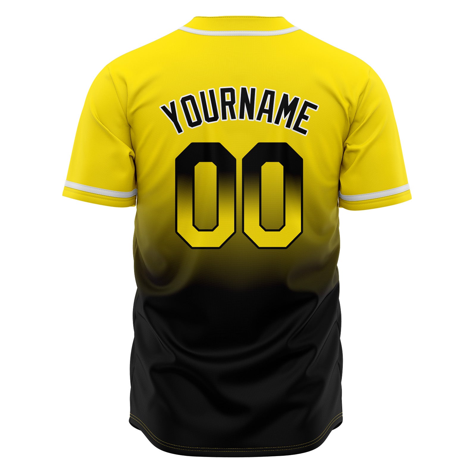 Custom Gradient Print Hip Hop Button Down Baseball Jersey Yellow&Black