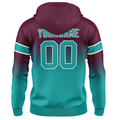 Custom Gradient Hoodie For Man Woman Girl Boy Print Your Logo Name Number Burgundy Teal