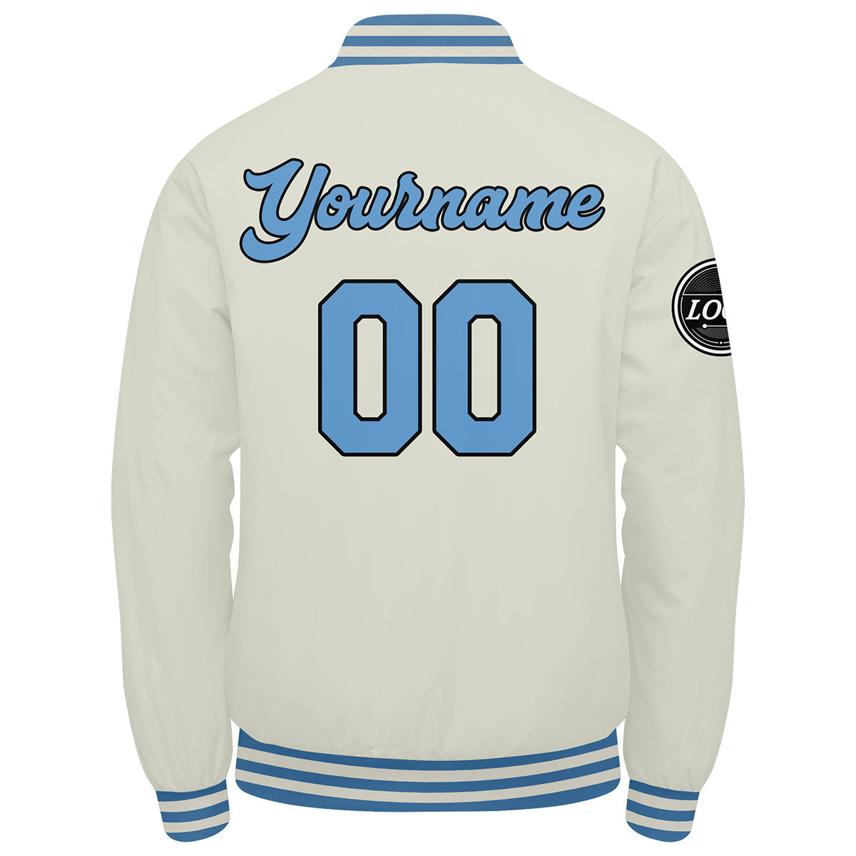 Custom Varsity Jacket Letterman Jacket For Men, Women And Youth Cream Light Blue