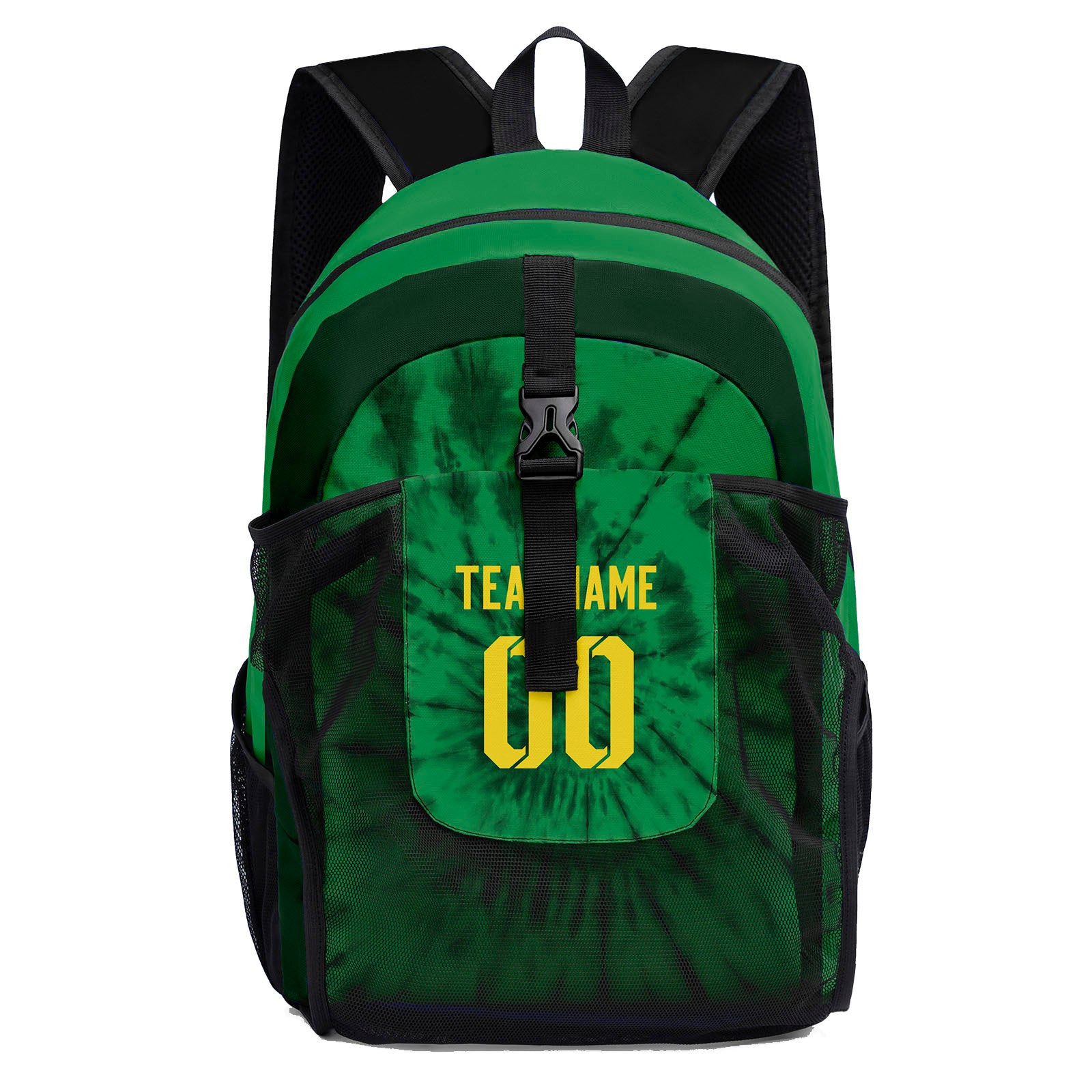 Customize Green Yellow Sports Backpacks Featuring Personalized Names, Numbers and Logos