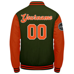 Custom Varsity Jacket Letterman Jacket For Men, Women And Youth Olive green Orange