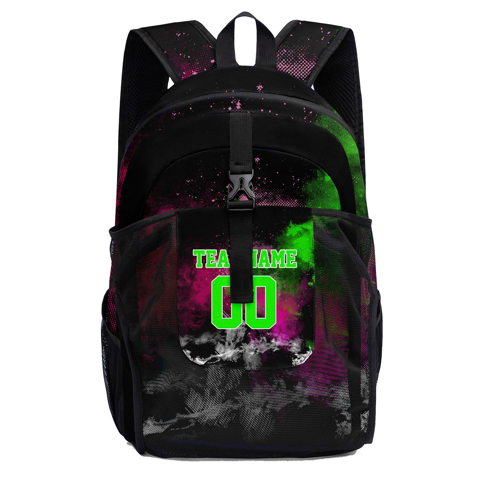 Customize Pink Green Sports Backpacks Featuring Personalized Names, Numbers and Logos