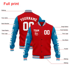 Custom Varsity Jacket Letterman Jacket For Men, Women And Youth Blue Red