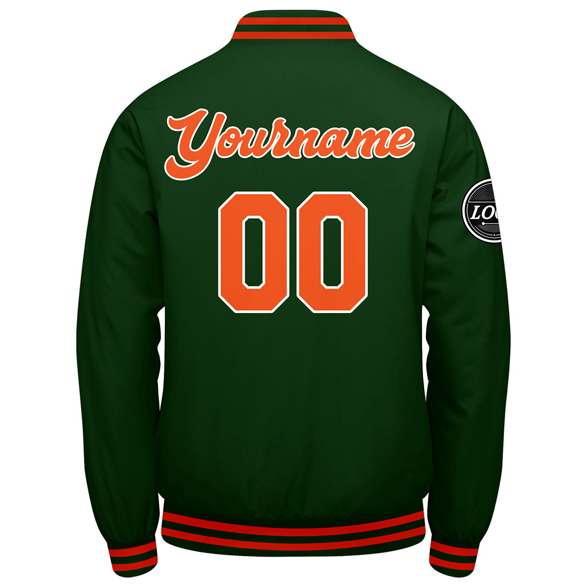 Custom Varsity Jacket Letterman Jacket For Men, Women And Youth Dark Green Orange