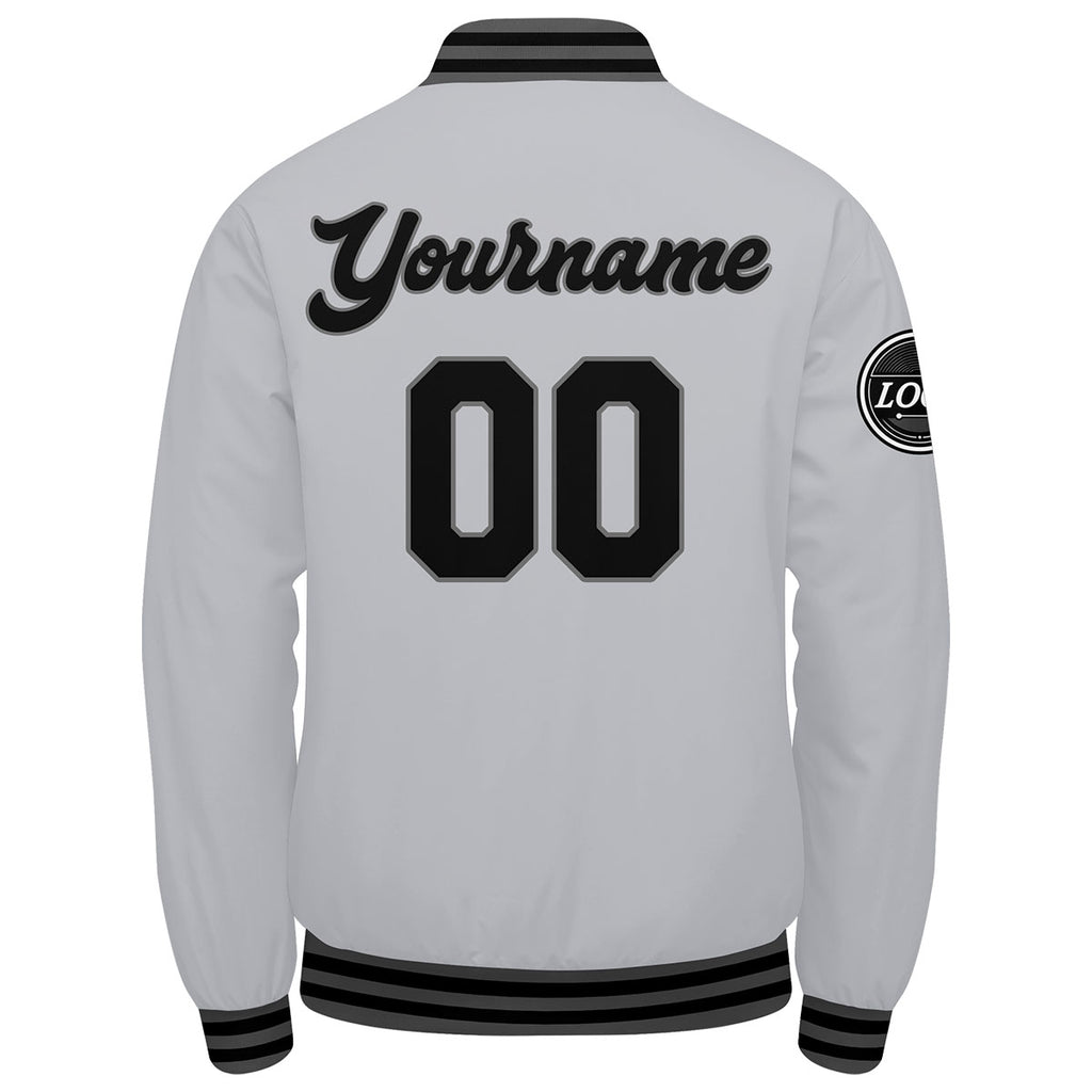 Custom Varsity Jacket Letterman Jacket For Men, Women And Youth Grey Black