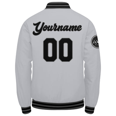 Custom Varsity Jacket Letterman Jacket For Men, Women And Youth Grey Black