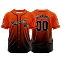 Custom Gradient Print Hip Hop Button Down Baseball Jersey Orange-Black