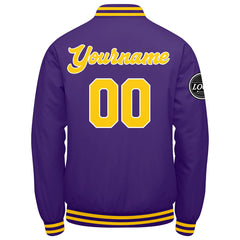 Custom Varsity Jacket Letterman Jacket For Men, Women And Youth Purple Yellow