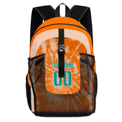 Customize Orange Teal Sports Backpacks Featuring Personalized Names, Numbers and Logos