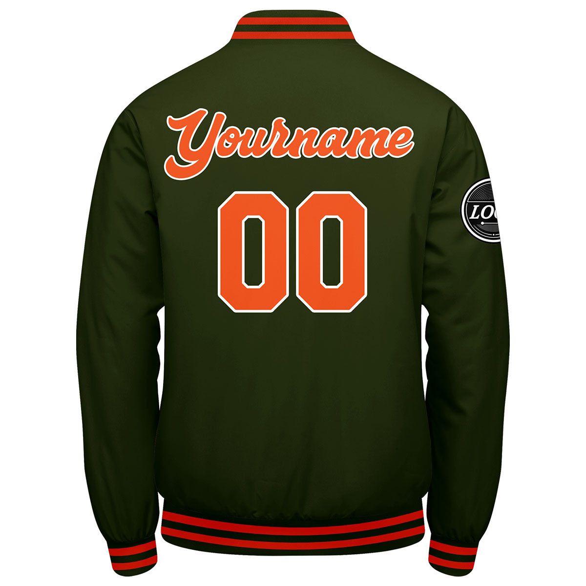 Custom Varsity Jacket Letterman Jacket For Men, Women And Youth Olive green Orange