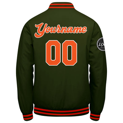Custom Varsity Jacket Letterman Jacket For Men, Women And Youth Olive green Orange