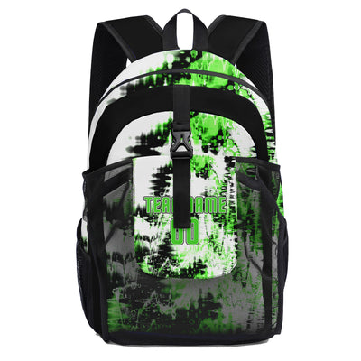Customize Green White Backpacks Featuring Personalized Names, Numbers and Logos