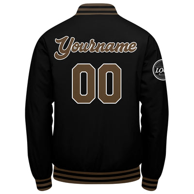 Custom Varsity Jacket Letterman Jacket For Men, Women And Youth Black Brown