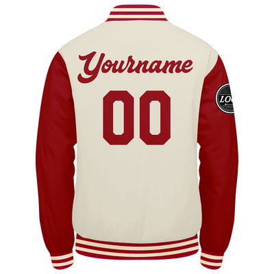 Custom Varsity Jacket Letterman Jacket For Men, Women And Youth Red Cream